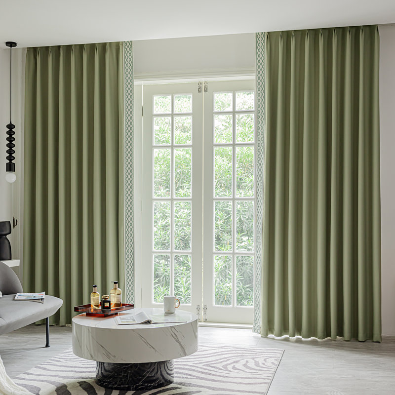 Paire de rideaux obscurcissant en mélange de coton Jayde, Vert, L 50 po x L 108 po