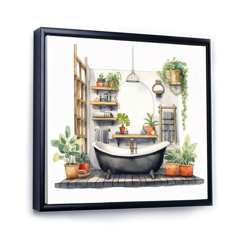 Décor de salle de bain naturel XXIX, Cadre flottant noir, H 24 po x l 32 po x P 1 po