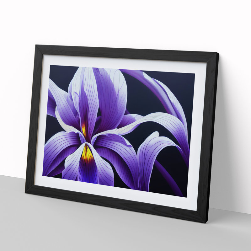 Artsy Flower - Picture Frame Graphic Art, Black, 25cm H x 34cm W
