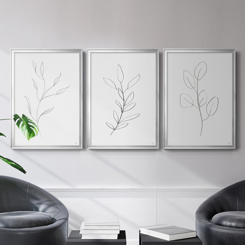 «Botanical Gesture I», toile encadrée de qualité supérieure - prête à être accrochée, H 42,5 po x l 91,5 po x P 1,25 po