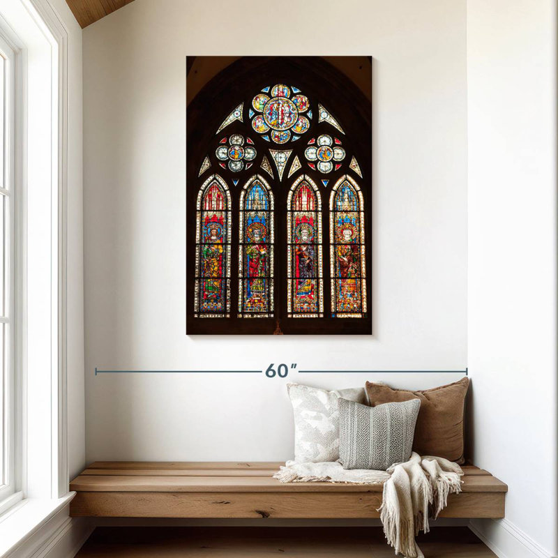Cathedral Stained Glass Window, 45" H x 30" W