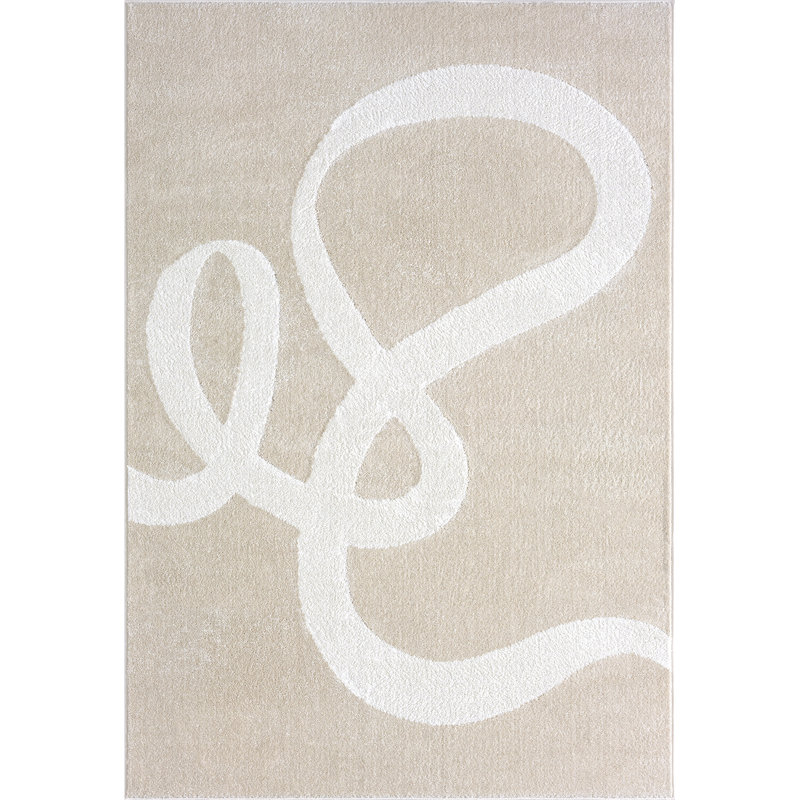Cream Beige Abstract Modern Area Rug 2' x 3'