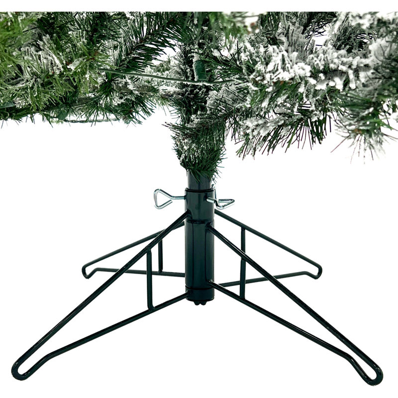 Grand arbre de Noël artificiel enneigé flocon de neige 9 pi avec base Fraser Hill Farm, 9'