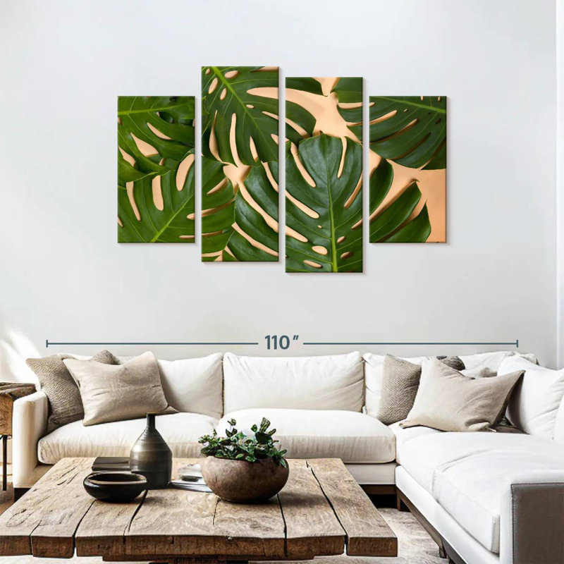 Décor de feuilles Harnek Monstera, H 48 po x l 75 po