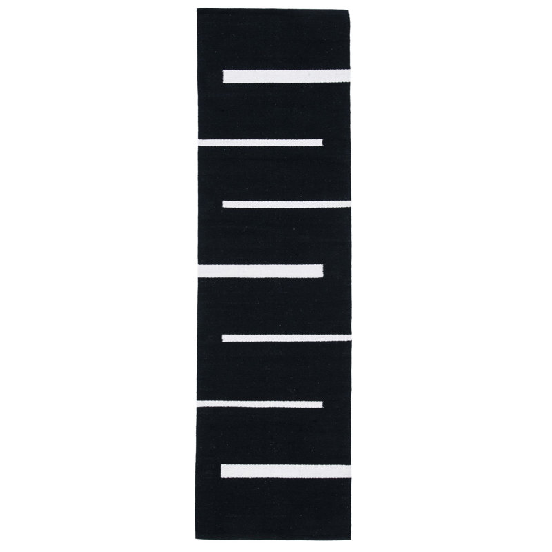 Estremera Hand Woven Cotton Striped Rug, Runner 2'3" x 8'