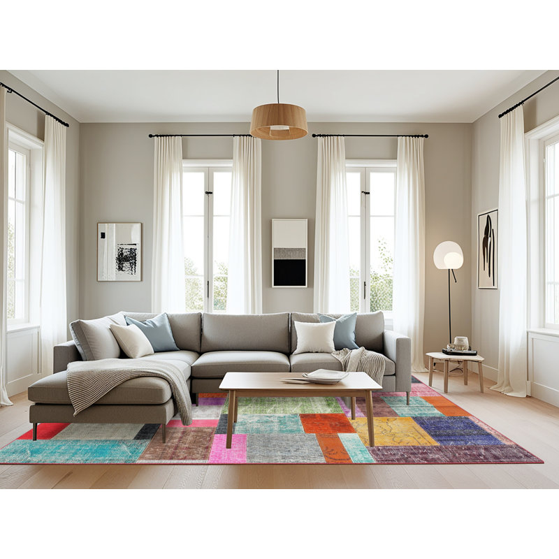 Tapis gris/beige/brun contemporain, Rectangle 8 pi x 10 pi