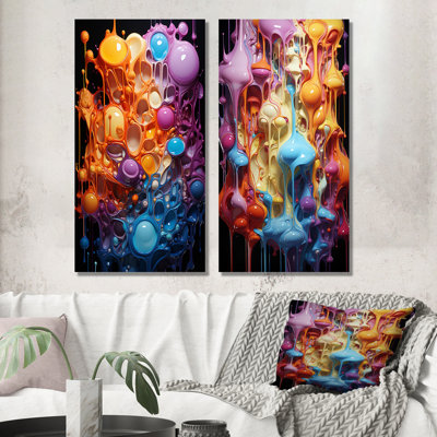 «Orange and Blue Abstracted Realities», 2 pièces sur toile