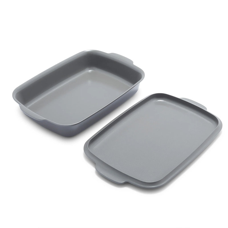Premiere Ovenware Healthy Ceramic Nonstick 14.6" x 9.5" Rectangular Baking Pan with Lid
