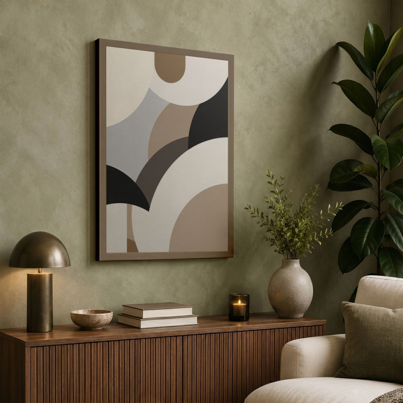 Floating Forms Minimalist - Wrapped Canvas, 24x16 - 61.0 x 40.6 cm, Taupe Border