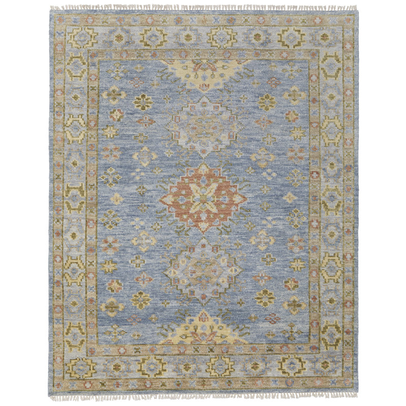 Nacy Wool Oriental Area Rug, Rectangle 3' x 5', Blue