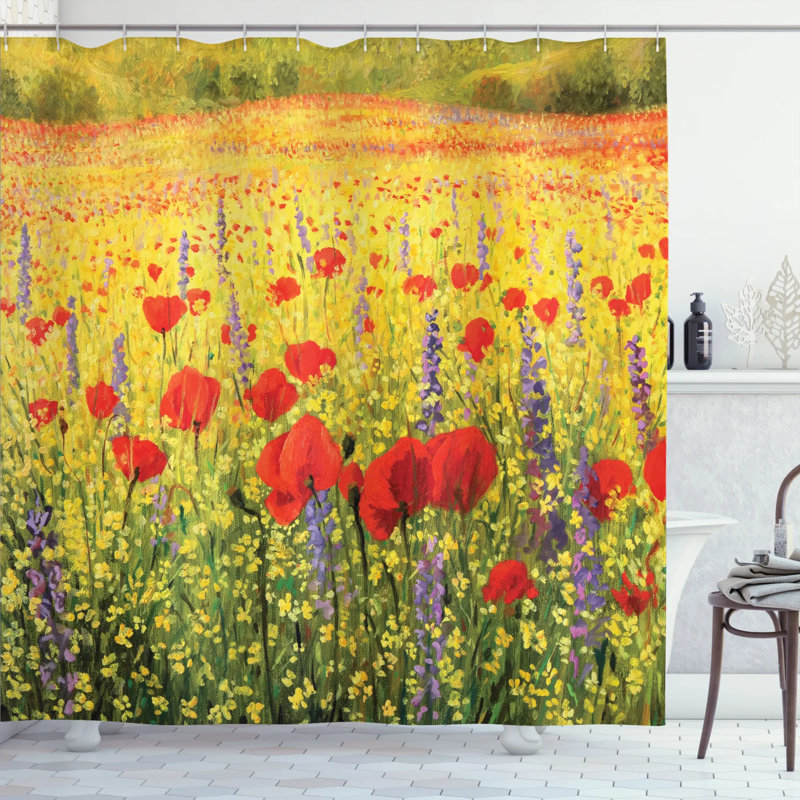 Floral Shower Curtain with Hooks Included, 75" H x 69" W