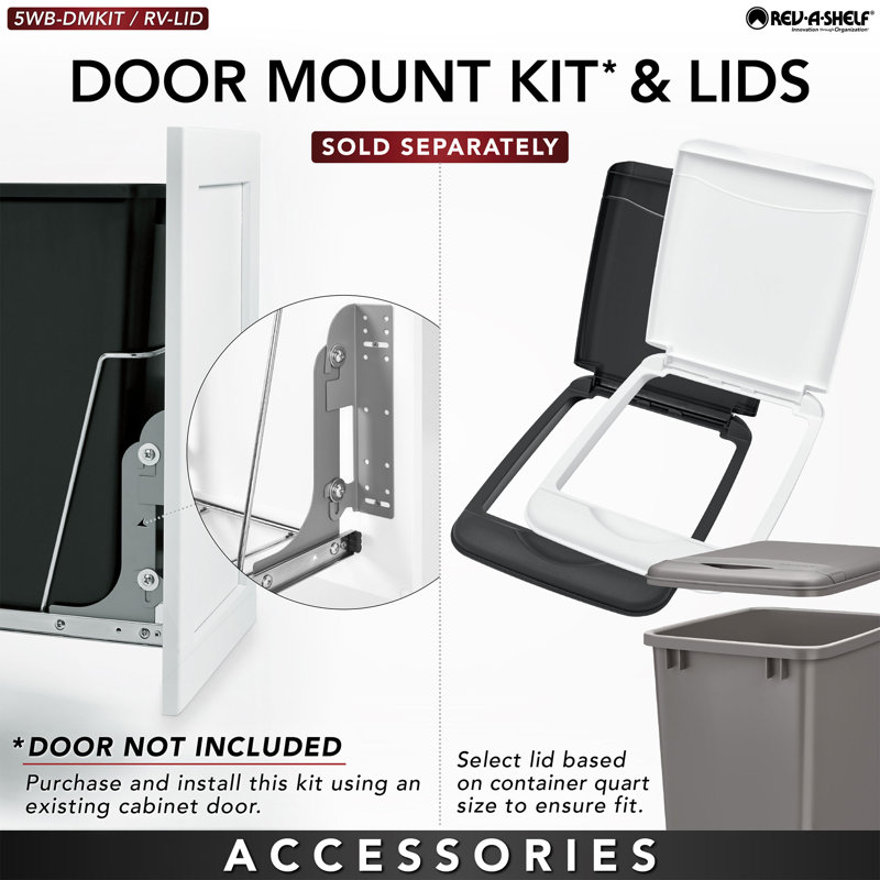Double Sliding Pull-Out Waste Bin Containers, Blue/Black, 19.25" H x 14.38" W x 22" D, 8.75