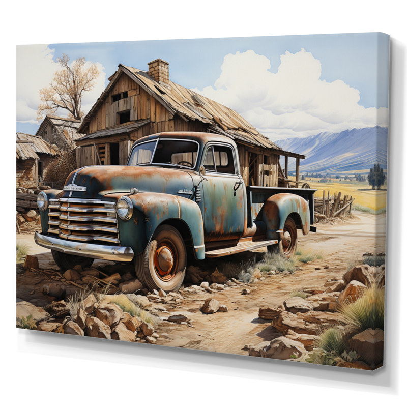 Farm Pickup Truck Elegance - Pickup Truck Canvas Art, 24" H x 32" W x 1" D, Wrapped Canvas