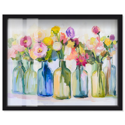 «Bottles and Blooms Shadowbox Print Farmhouse» par Art Remedy
