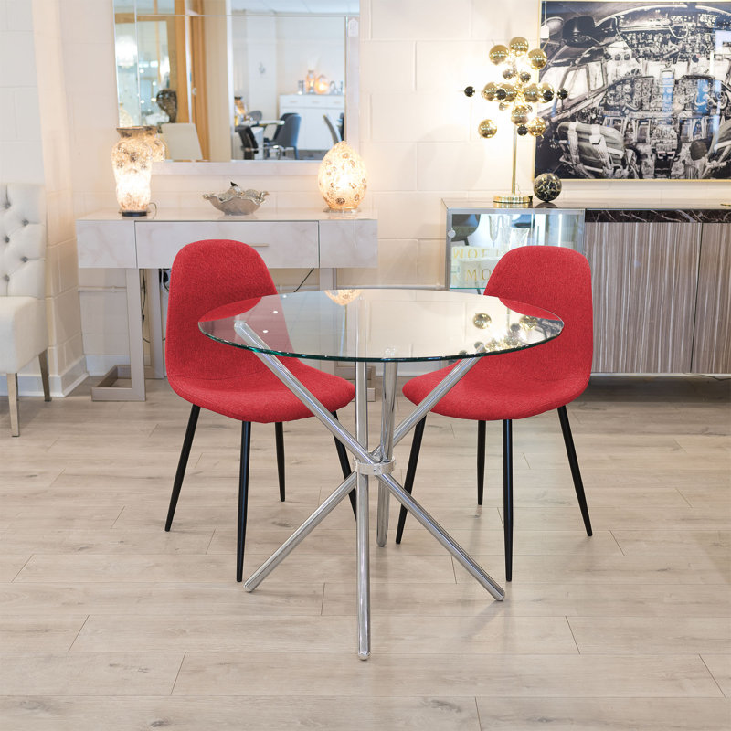 Quintan 2 - Person Dining Set, Chrome, Red