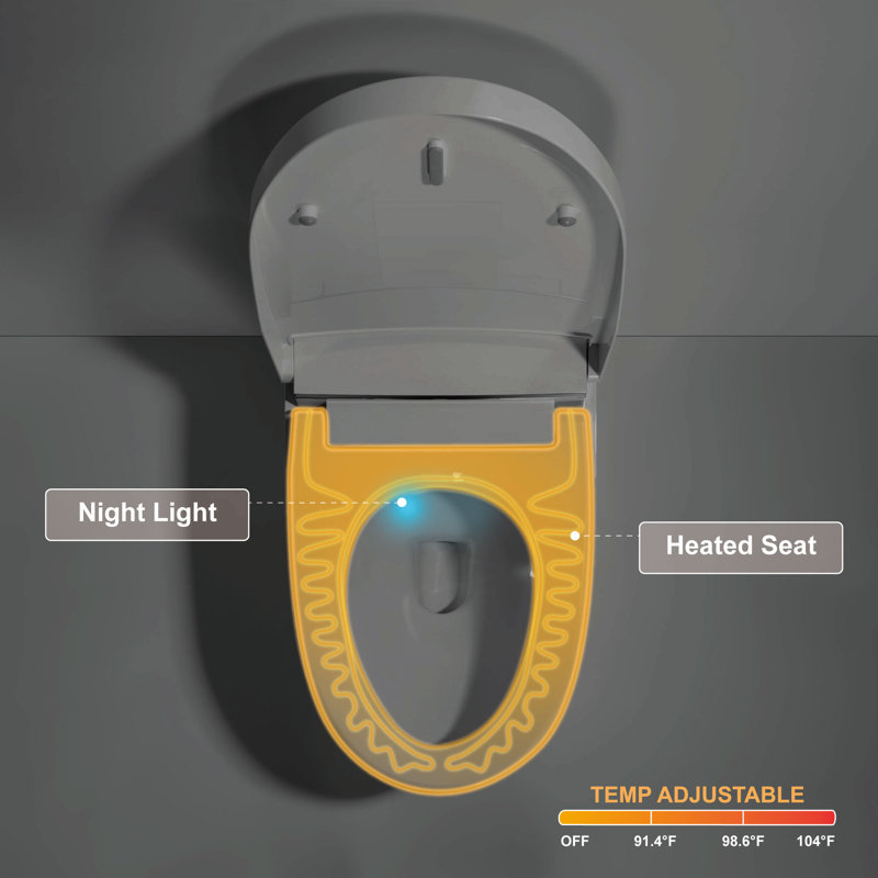 T1A Unikoo Smart Toilet - Basic function white smart toilet, Foot Sensor, Auto Open/Close, Compliant Comfort Height Toilet, Auto Flush System, Heated Seat, Night Light