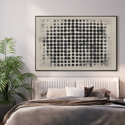 Très grand art mural imprimé sur toile - point noir monochromatique, décor abstrait minimaliste moderne pour le salon ou la chambre à coucher - «Assemblage requis du cadre (cadre non fini)»