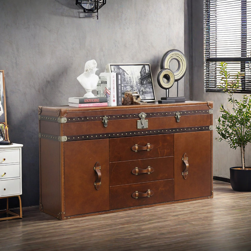 Buffet rétro avec finition en cuir 57,08 po
