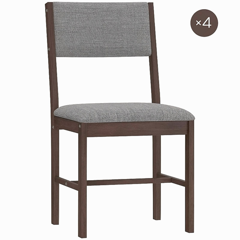 Ensemble de 4 chaises de cuisine de style rustique, ensemble de chaises de salle à manger, Noyer