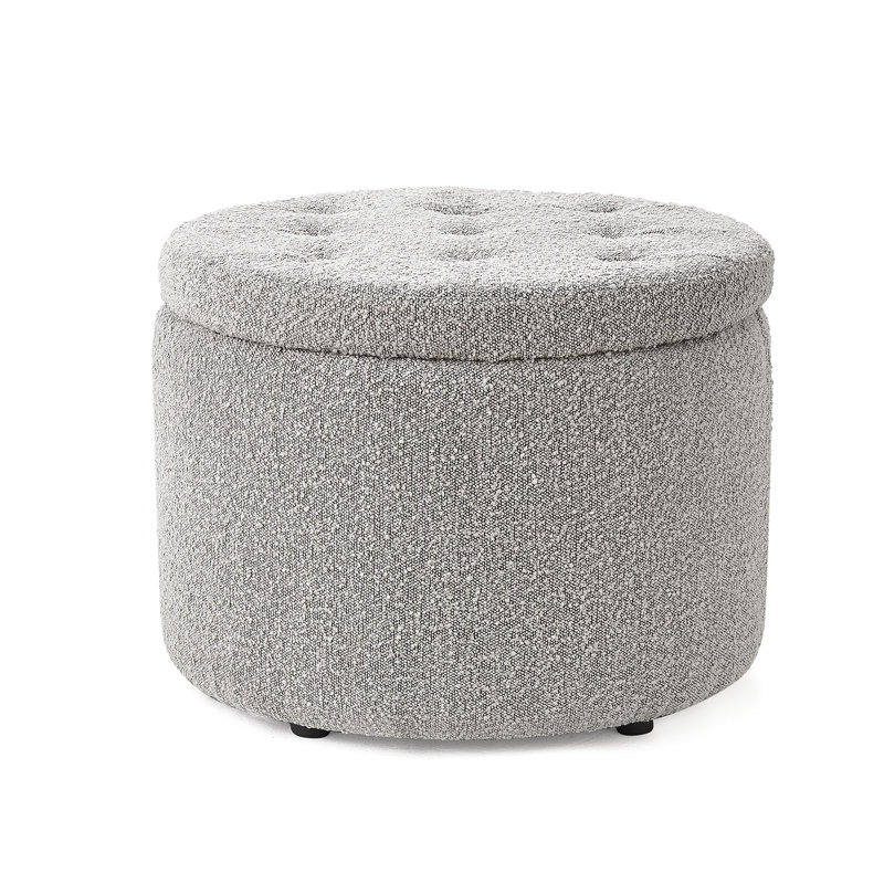 2East Upholstered Ottoman, Brown/White Polyester Blend