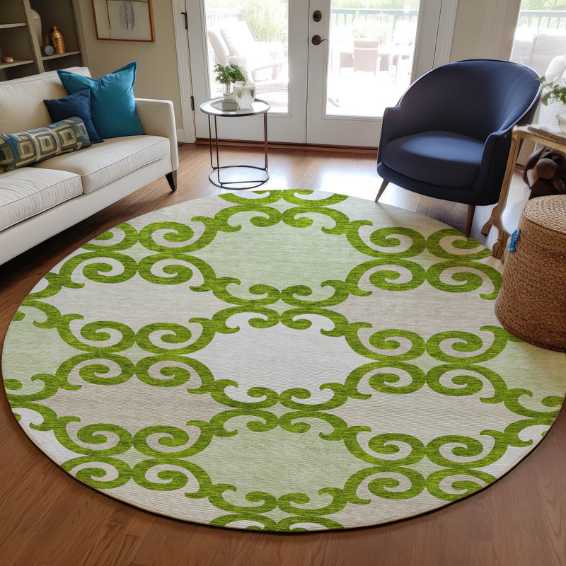 Malek Indoor/Outdoor Area Rug with Non-Slip Backing, Round 8'