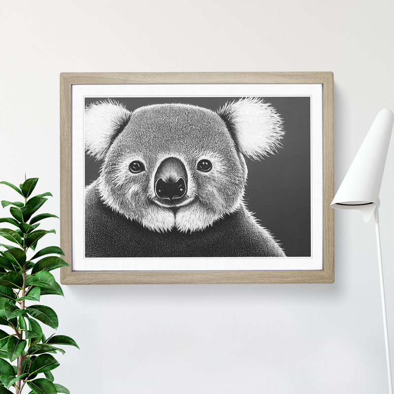 Koala Bear - Framed Print, 25cm H x 34cm W, Oak Framed