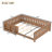Queen bed with built-in bookshelf and high-quality safety guardrail,Natural-701980645-701980665