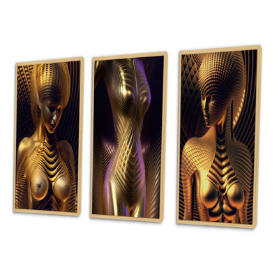 " Futuristic Sensuality Golden Goddess " 3 - Pieces