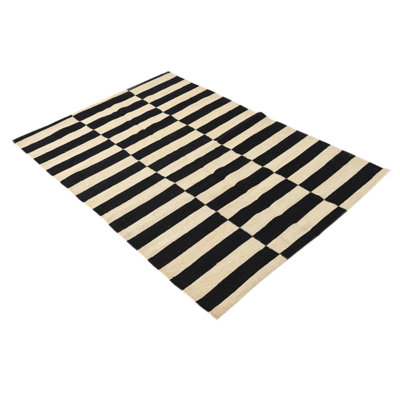 Tapis noir et blanc 3x5 Ponce