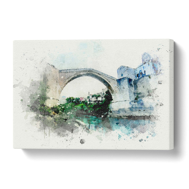 Stari Most Old Bridge in Abstract - Wrapped Canvas, 60 cm H x 90 cm W