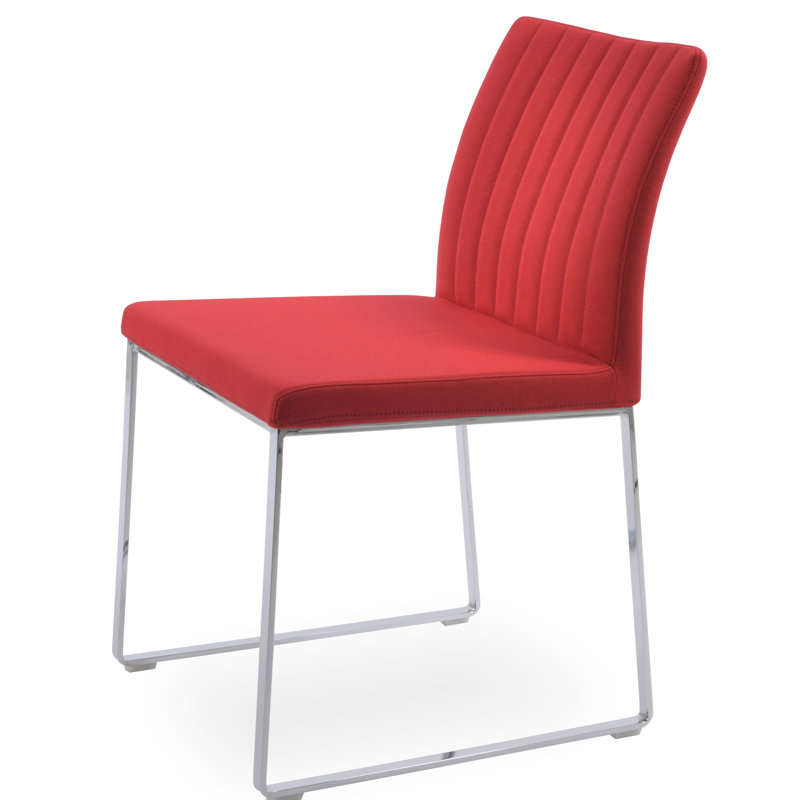 Chaise de salle à manger Zeyno, Chrome, Rouge