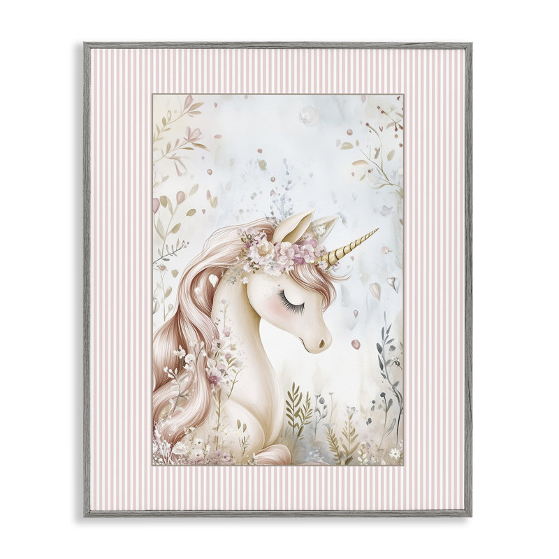 Giclée encadrée de licorne enchantée, design par Christine Simpson Art, Giclée de ferme grise encadrée, H 20 po x l 16 po