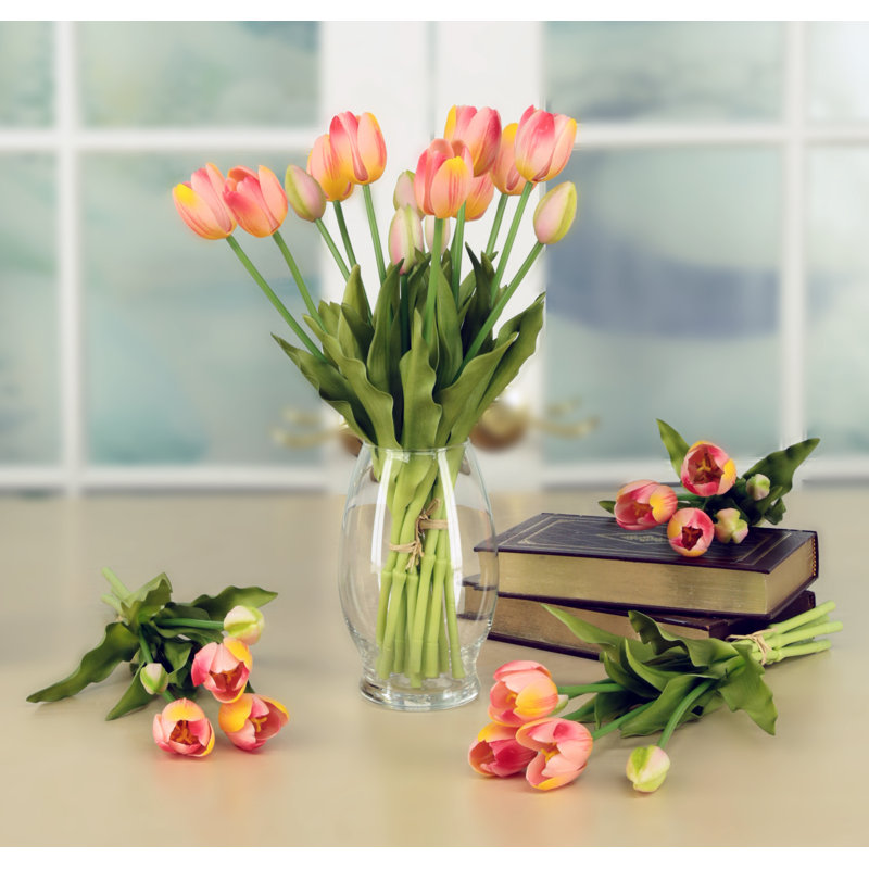 Blooming Tulip Bunch - 15 Inches Set Of 6, Pink