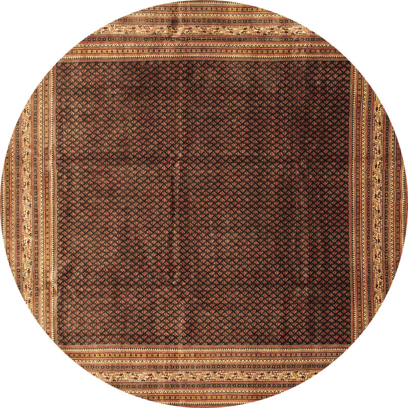 Tapis brun lavable à la machine Margaretmary Traditional 764, Rond 6 pi