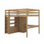 Lit mezzanine double avec bureau, garde-robe, tablettes et tiroirs-342846873