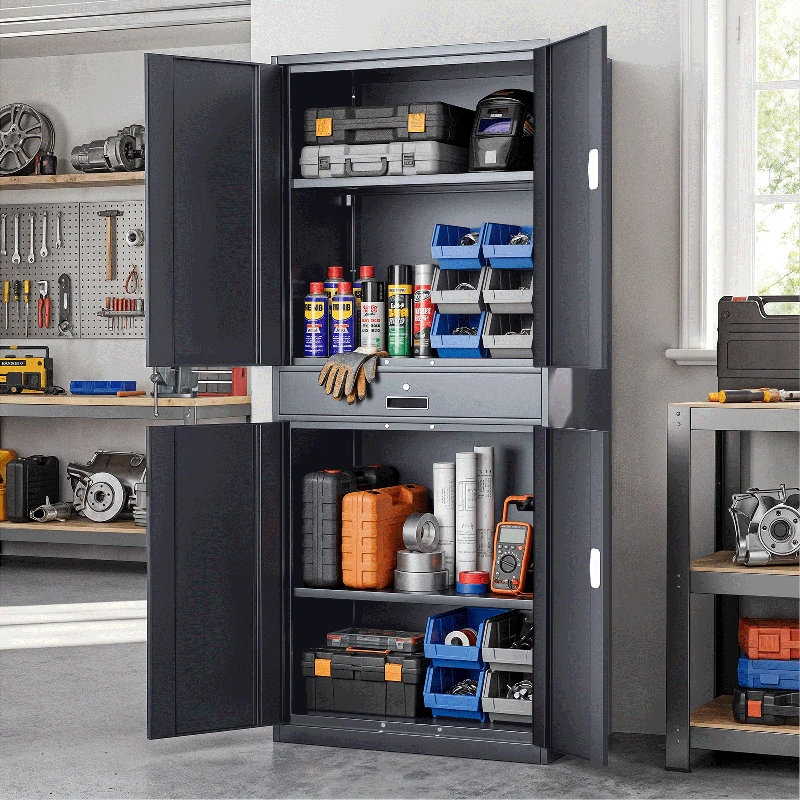 Armoires de rangement en métal avec serrure, Gris, H 71 po x l 31,5 po x P 15,75 po