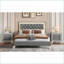 Ensemble de chambre à coucher 3 pièces: grand lit plateforme tapissier avec lumières DEL et 2 tables de chevet, gris ardoise | Velours | Lits standard-1795909046