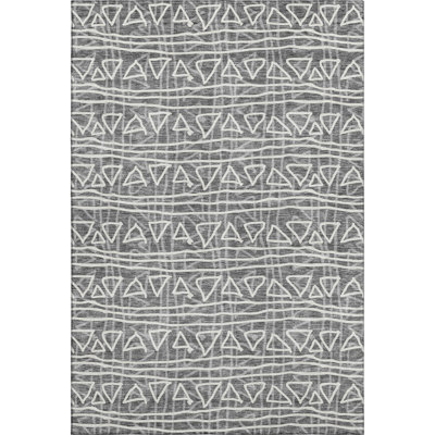 Premium Machine Washable Prisco Charcoal Rug