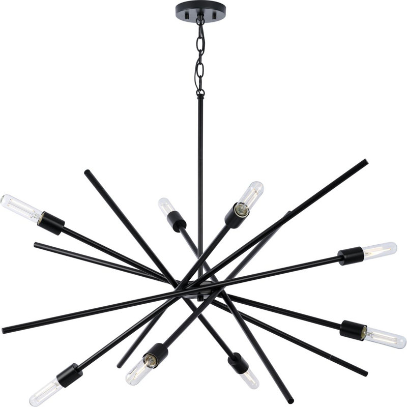 Astra 8 - Light Dimmable Sputnik Sphere Chandelier, Matte Black