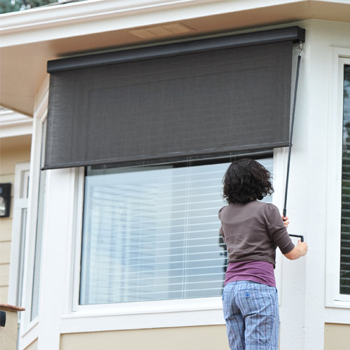 Dreiling Semi-Sheer Outdoor Roller Shade, Kona, 96" W