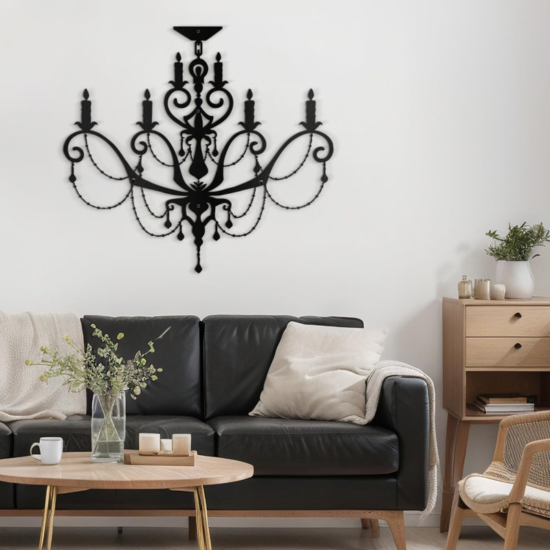 Décoration murale en métal, H 24 po x l 24 po x P 0,05 po, Noir