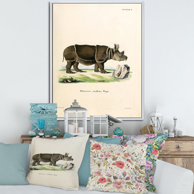 Rhinocéros rétro - peinture sur toile