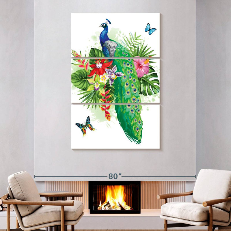 Brampt Tropical Blue Peacock, 74" H x 48" W