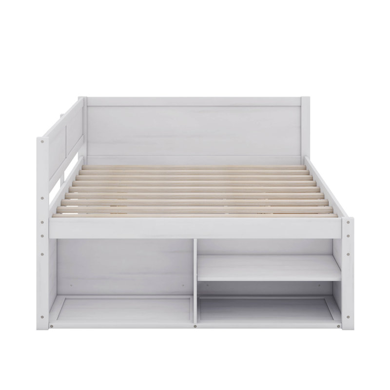 Daybed With Drawers And Shelves, Full, White