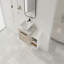 Meuble-lavabo flottant de 36 po au design moderne avec lavabo d'art en céramique, dalle de pierre plate blanche et petites tablettes de rangement, porte à fermeture douce