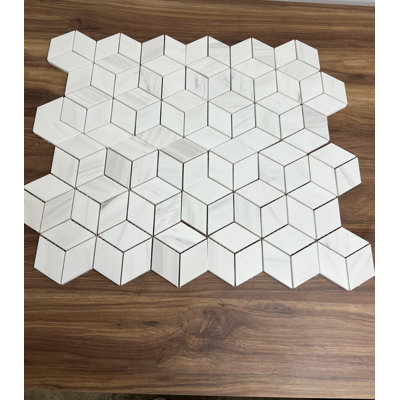 Bianco Dolomite 3D 2"" x 3"" Natural Stone Mosaic Wall & Floor Tile -  Casamode Functional Furniture, 3D-RHOMBUS-POLISHED