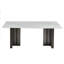 Table de salle à manger rectangulaire de 69,30 pouces de style moderne, verre trempé avec plateau en marbre, pieds de table brossés mat