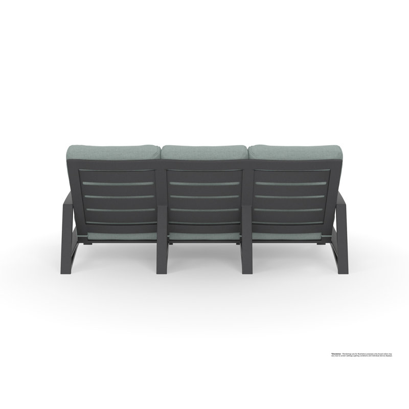 Arc Outdoor 3 - Seat Patio Sofa, Muscle Beach Grey, Carbon Black