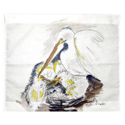 Suspension murale aigrette et poussins de polyester