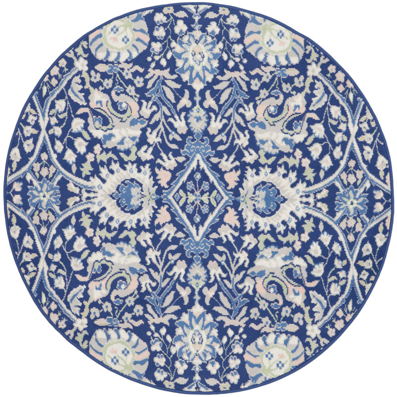 Raghnaid Floral Indoor Rug, Round 5'